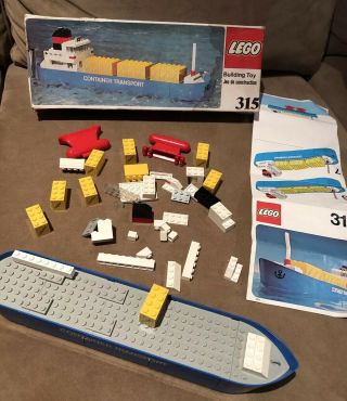 Vintage 1976 Lego Container Transport Ship Set 315 With Instructions & Box