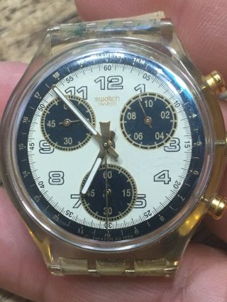 Vintage Swatch 604 Ag 1995 Chronograph Telemeter Watch Battery Running.
