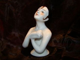 Half Doll Figurine Pierrot Half Doll Pincushion Arms Away Art Deco Style Art Nou