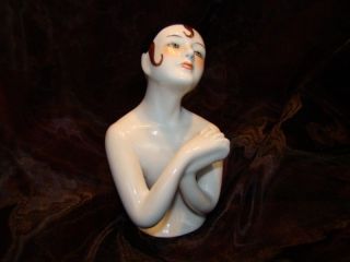Half doll Figurine Pierrot Half Doll Pincushion Arms Away Art Deco Style Art Nou 2