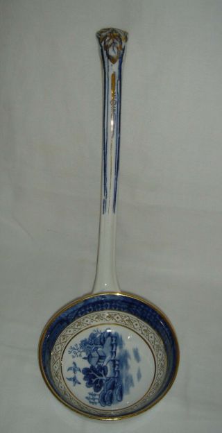Lovely Antique Booths Real Old Willow Blue & White Xl Tureen Ladle
