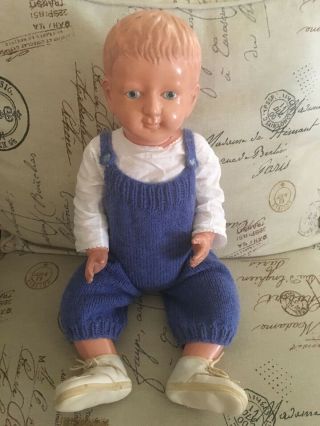 Vintage Large Boy Doll - String Jointed Celluloid - Japan - Circa: 1930s