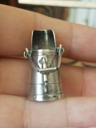 Antique French Dollhouse Miniature Sterling Silver Watering Can Pitcher 1:12 3