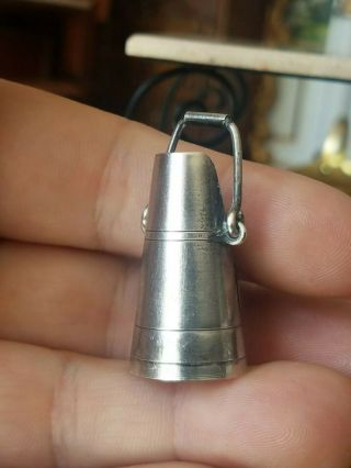 Antique French Dollhouse Miniature Sterling Silver Watering Can Pitcher 1:12 5