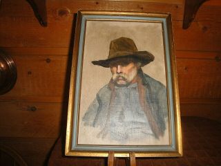 Vintage Old West Western Cowboy Oil Painting