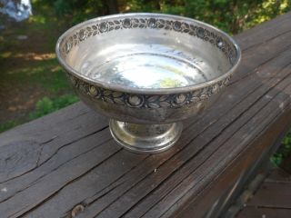 VINTAGE STERLING BOWL BY MUECK - CAREY CO.  IN ROYAL ROSE PATTERN W/ WEIGHTED BASE 2