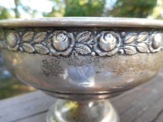 VINTAGE STERLING BOWL BY MUECK - CAREY CO.  IN ROYAL ROSE PATTERN W/ WEIGHTED BASE 3