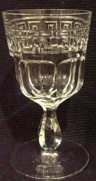 Heisey Greek Key Clear Glass Water Goblet 5 3/4 " Antique 7 Ounce 1912 - 1938