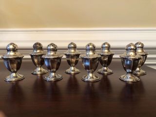 N.  S.  Co.  Antique Sterling Silver Unweighted Personal Salt Shaker Set Of 9