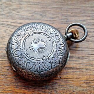 Pretty Antique Victorian 935 Silver 36mm Fob Watch - Repairs
