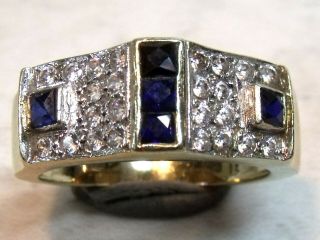 585 Gold 14ct Gold Sapphire Art Deco Style Ring Antique - Vintage Not Scrap