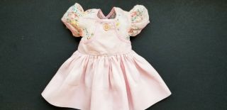 Vintage 1950 Factory Made Doll Dress In Pink With Floral Print Top Fits 18 " Doll