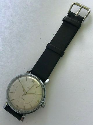 Vintage Timex Automatic Stainless Steel Mens Watch With Fancy Angled Lugs