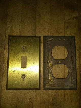 Vtg Antique Ornate Art Deco Brass Outlet Switch Plates Plate