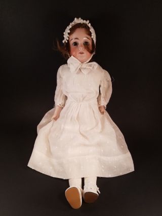 Antique Bisque Doll - Germany - Leather Body - Sleepy Eyes - 18 Inch
