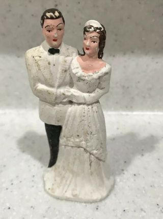 Vintage Very Old Bride Groom Marriage Wedding Cake Topper Figurine