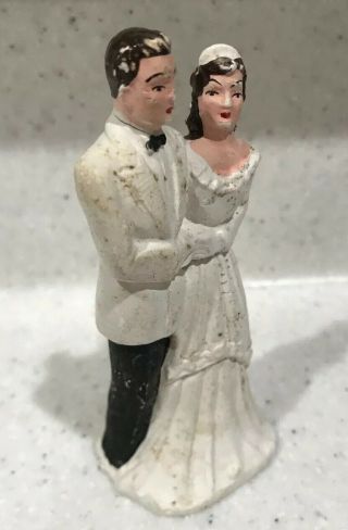 Vintage VERY OLD Bride Groom Marriage Wedding Cake Topper Figurine 4