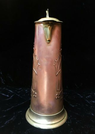 Georg Leykauf Sucessionist Art Nouveau Brass & Copper Claret Pitcher Jug 6