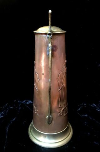 Georg Leykauf Sucessionist Art Nouveau Brass & Copper Claret Pitcher Jug 7