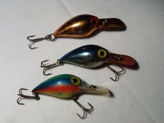 3x Vintage Pre - Rapala Magnum Wiggle Wart Fishing Lure Tackle