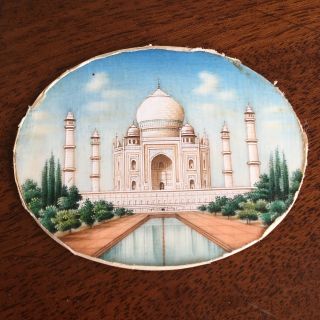 An Antique Grand Tour Miniature Painting Of The Taj Mahal,  Agra,  India,  C.  1870.