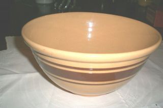 Antique Banded Yellow Ware Batter Bowl / 9 "