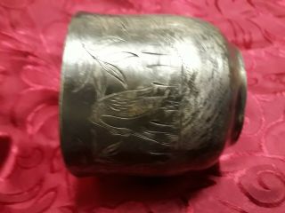 Vintage Antique Metal Etched Shaving Mug 2