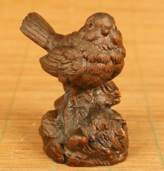 Rare Chinese Old Boxwood Hand Carved Bird Statue Netsuke Table Decoration