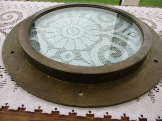 VINTAGE SOLID BRASS SHIP / BOAT PORTHOLE WINDOW 32CM OUTER DIAMETER,  THICK GLASS 2