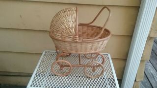 Vintage Wicker/rattan Baby Doll Carriage Stroller