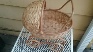 Vintage Wicker/Rattan Baby Doll Carriage Stroller 2