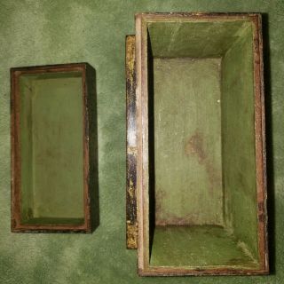 Vera ' s Spirit Vessel - Haunted 1800 ' s Rare Antique Wooden Spice Box - Green Lined 3