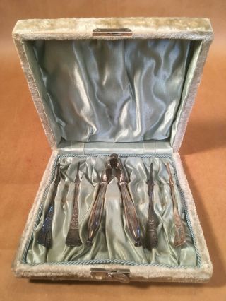 Antique 1880 Pairpoint Mfg.  Co Nut Cracker and 4 Picks in Presentation Case 7