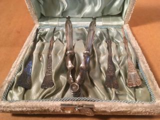 Antique 1880 Pairpoint Mfg.  Co Nut Cracker and 4 Picks in Presentation Case 8