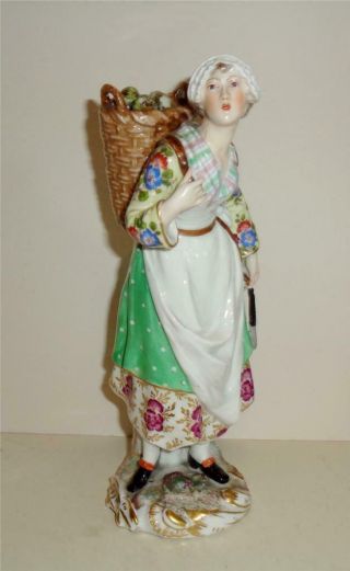 Antique German Porcelain Figure Mettlach ? Oyster Seller 8.  75 " 19thc
