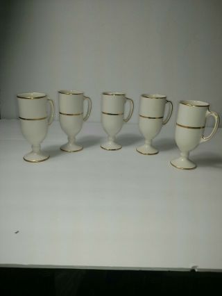 Antique Set Of 5 Crown Devon For Adlers In Orleans Demitasse Footed Cups