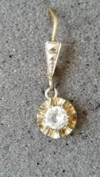 Antique Silver And Gold Two Tone " Diamond " Earrings 1.  71 Grams Lever Back