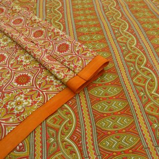 Vintage Saree Indian Art Silk Floral Printed Sari Craft Fabric 5Yard 3
