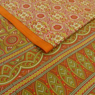 Vintage Saree Indian Art Silk Floral Printed Sari Craft Fabric 5Yard 4