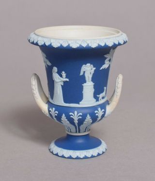 An Small Antique Wedgwood Blue Jasper Ware Jasperware Urn