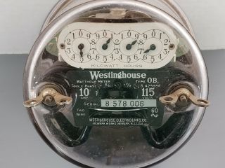 Antique Westinghouse 115v 10a 2 Wire Type Ob 60 Hz Electric Service Meter