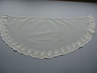 Antique Shawl Collar Tambour Net Embroidered Lace Polka Dots & Flowers