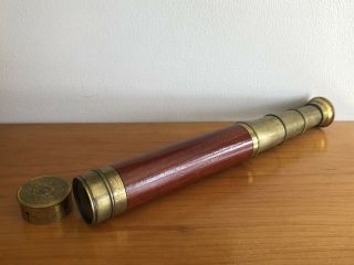 Antique Wood & Brass 3 Draw Telescope