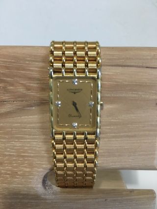 Vintage Longines Mz5712 Swiss 0961 Quartz Gold Tone Diamond Mens Watch