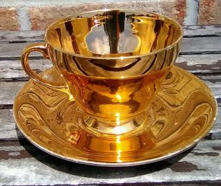 Vintage Royal Winton Grimwades Gold Teacup & Saucer England Bone China