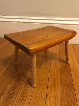 Antique Vintage Rustic Wooden Maple (?) Step Stool Bench