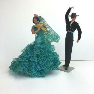 Vintage Pair Chiclana Marin Spanish Flamenco Dancer Dolls Figurines 7 "