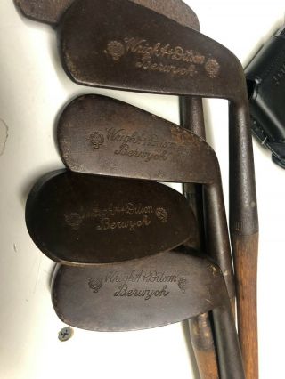 5 antique Wright Ditson Berwyck golf clubs wood shaft irons 2