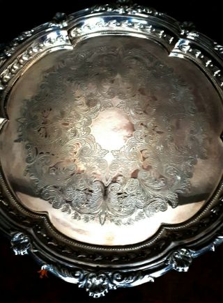 Falstaff Silver Plated Heavily Chased Salver/tray Approx 30.  5cms/12 "