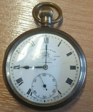 Antique Gold Plated Pocket Watch Thomas Russell & Son Liverpool Tempus Fugit
